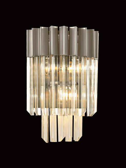 Kuna 3 Light Polished Nickel/Clear Sculpted Glass